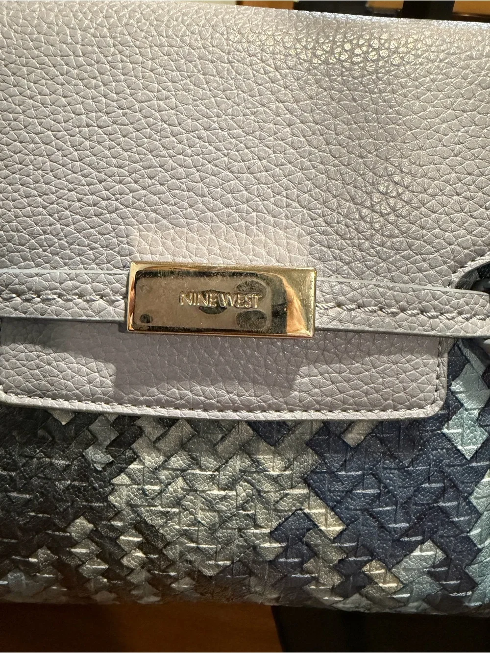 Nine West Light Blue Woven Accent Crossbody